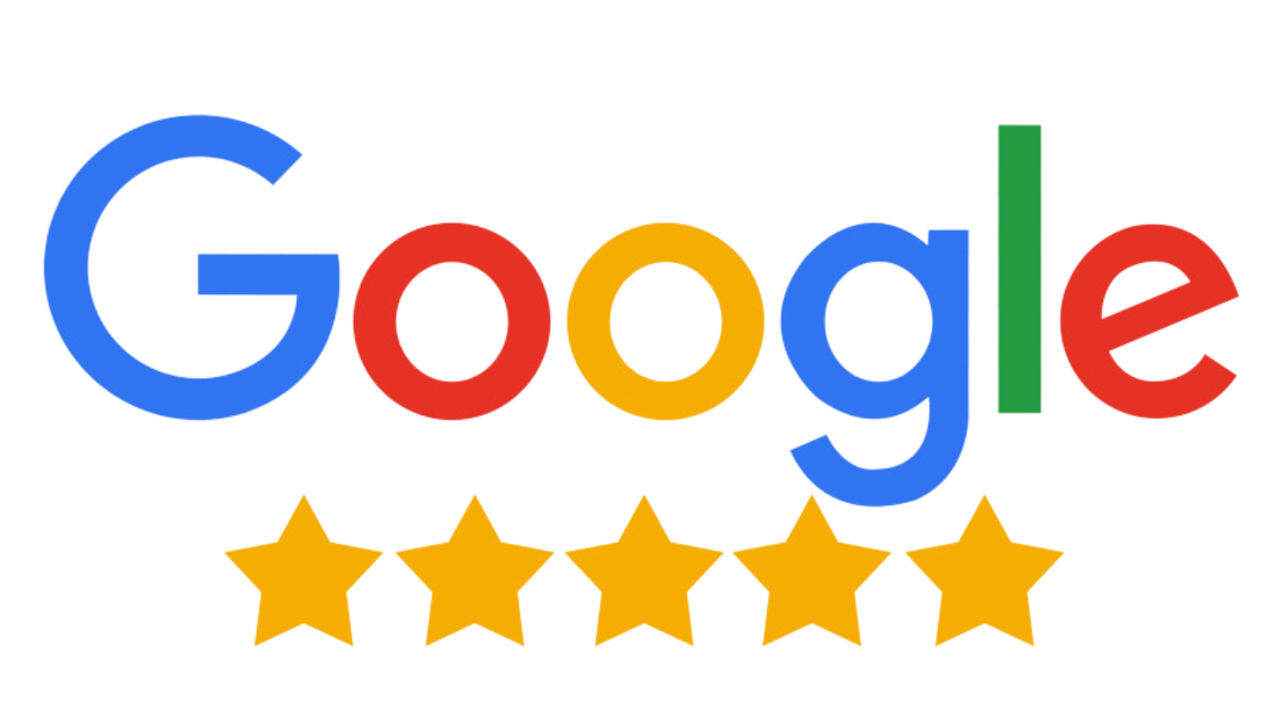 Google Logo with 5 stars underneath